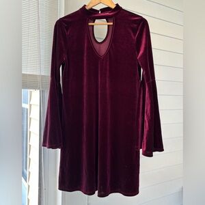 Elegant Burgundy Velvet Dress